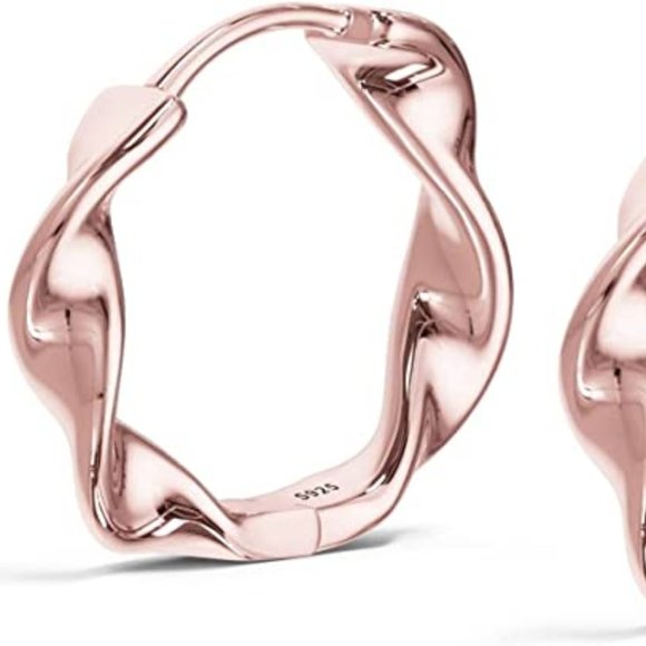 Boutique Accessories - Rose Gold Earrings Small Hoop Earrings For Women Girls 18k Rose Gold Plated 925